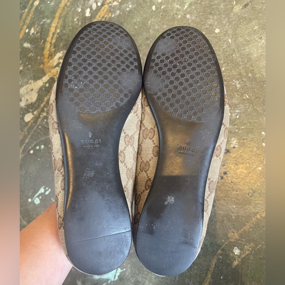 Gucci Ballet Shoes GG Monogram Beige Canvas Flat Size 37.5 - Picture 11 of 11